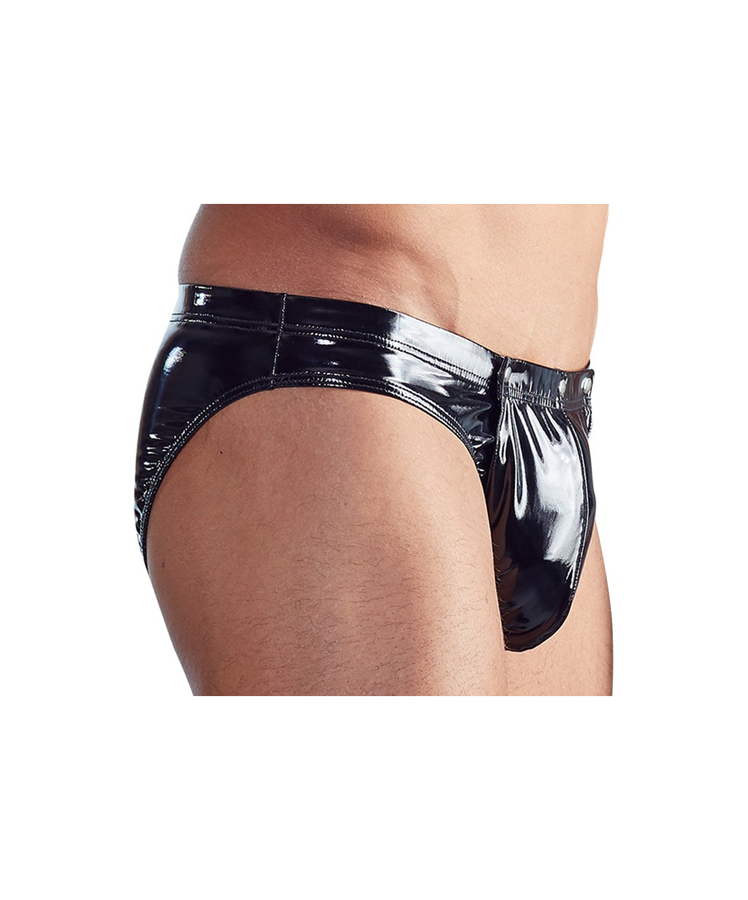 Black Level black vinyl briefs with press studs