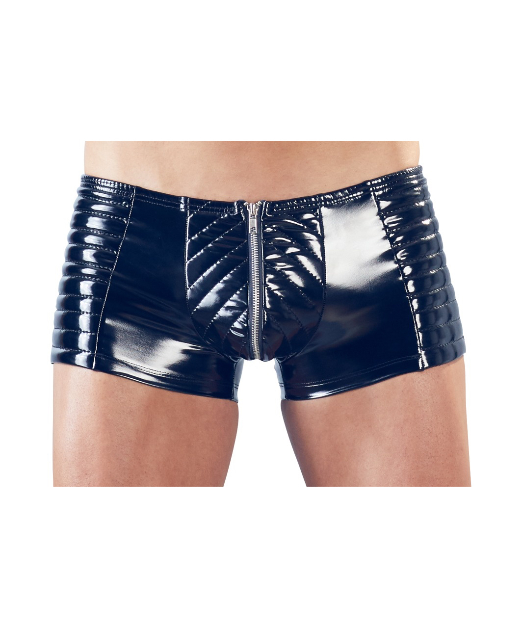 Black Level black vinyl biker style trunks