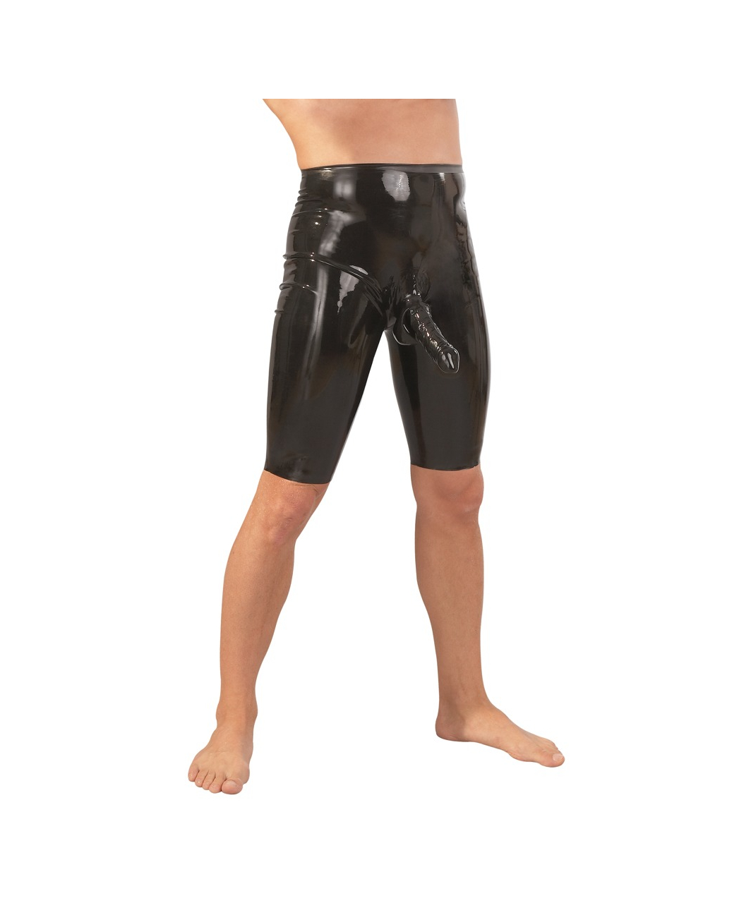 Late X meeste mustad lateksist jalgrattaspordi lühikesed püksid koos peenise varrukaga