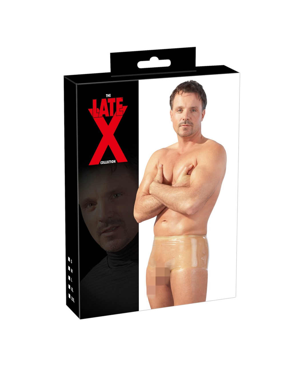 Late X transparent latex trunks with penis sleeve