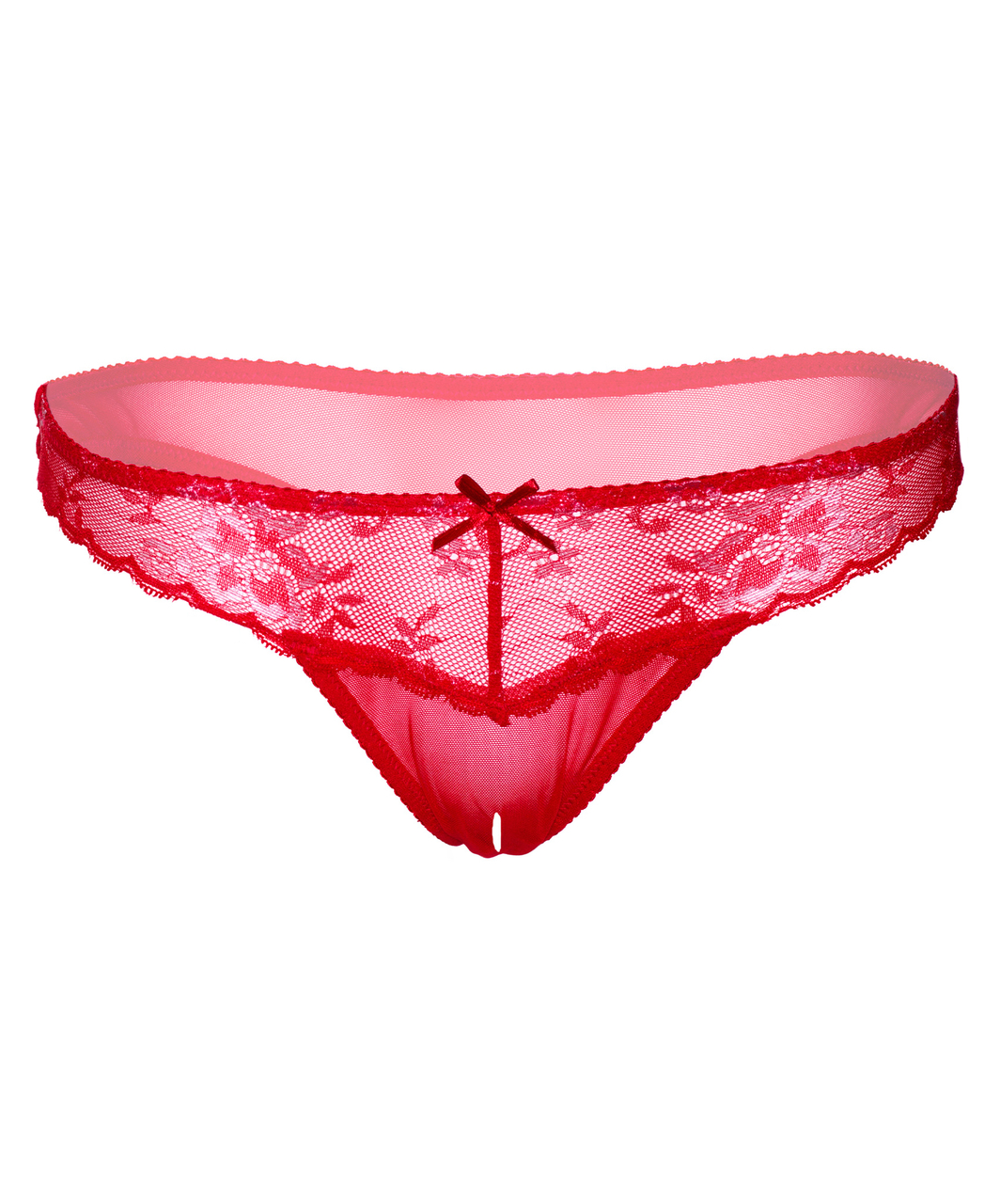 Daring Intimates red lace & mesh crotchless string