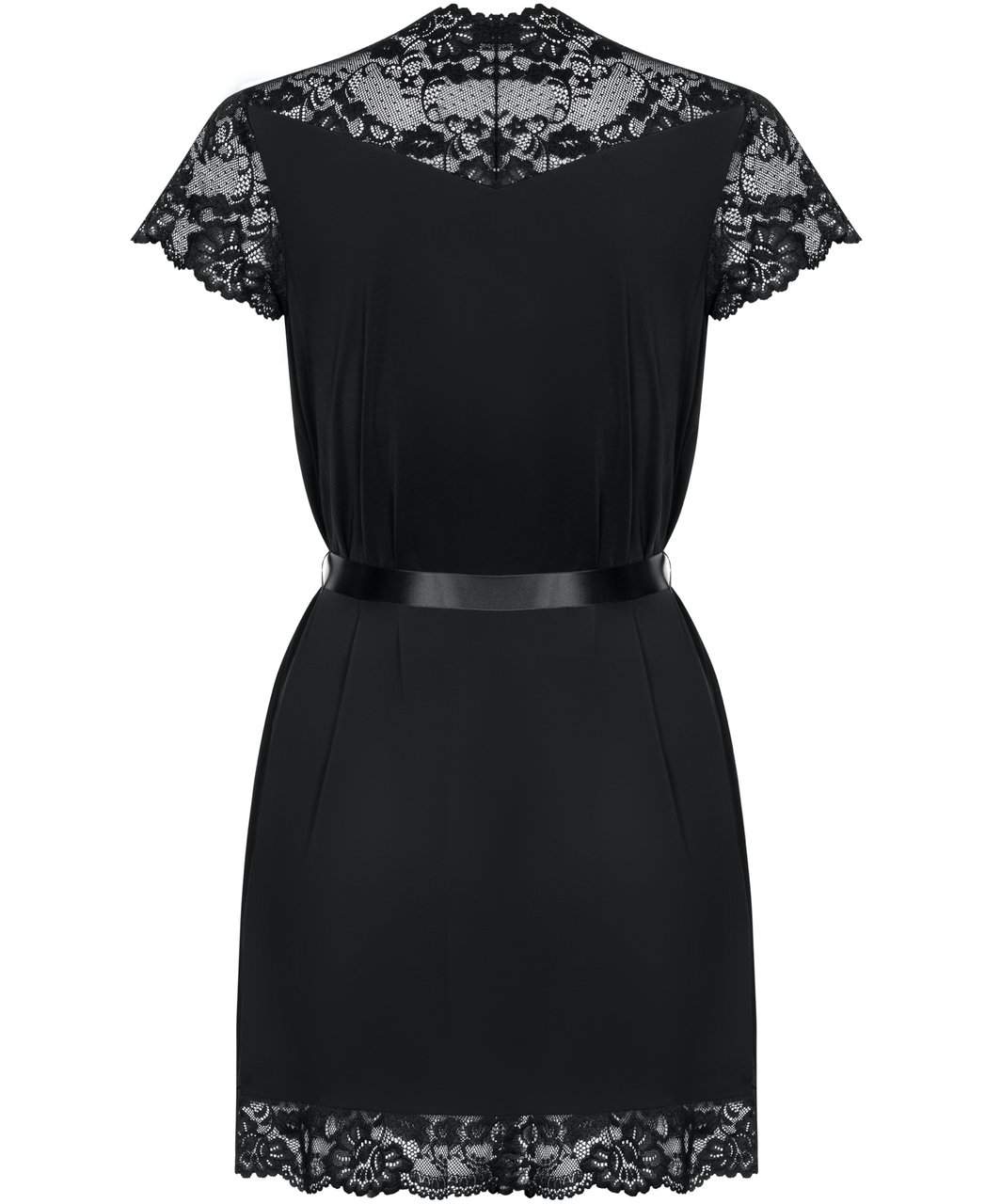 Obsessive black lace peignoir