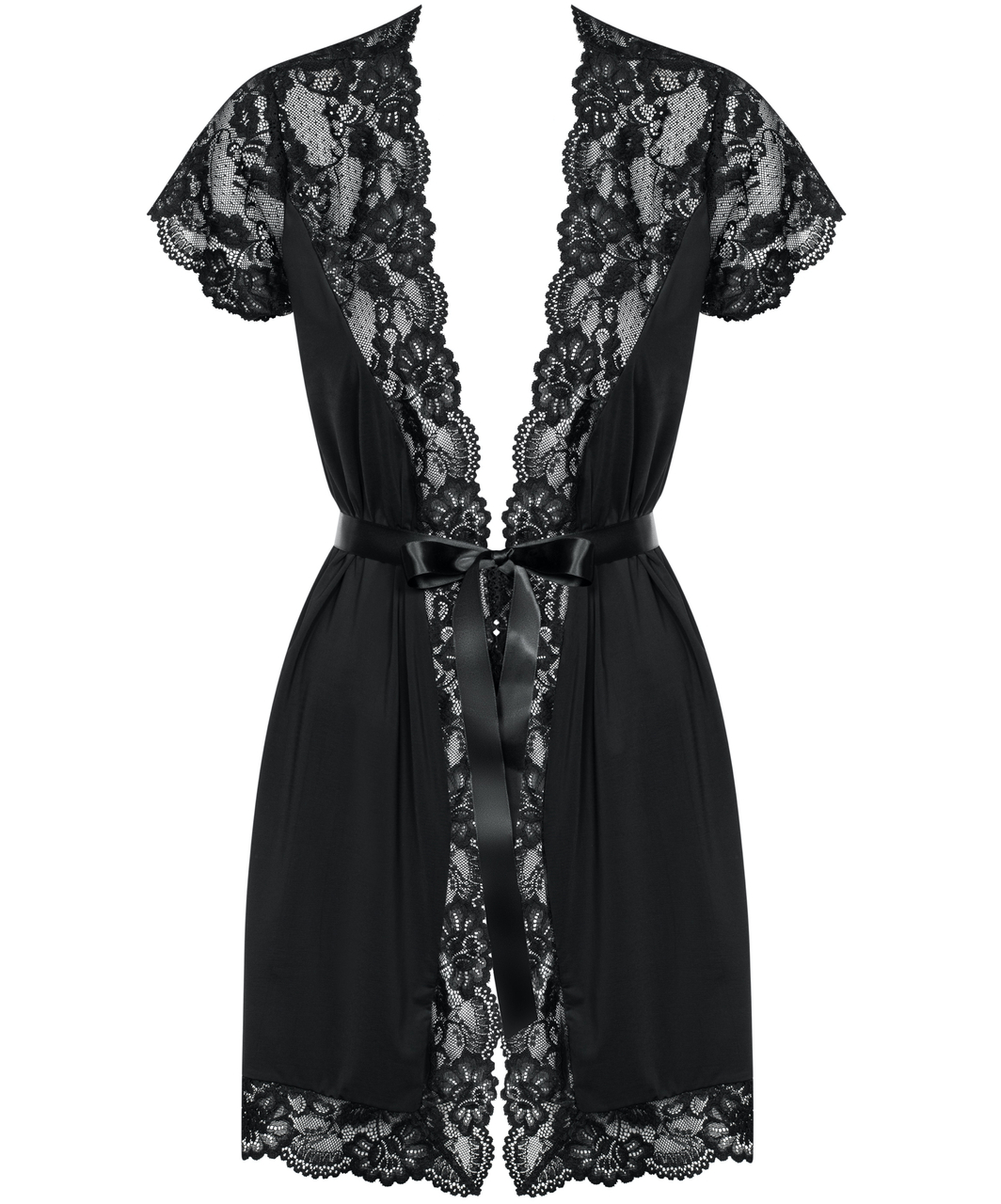 Obsessive black lace peignoir