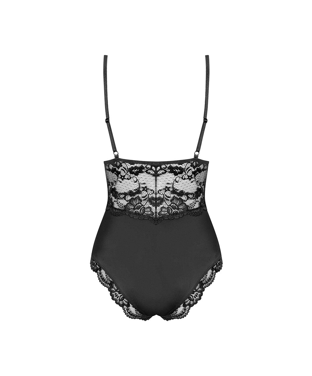 Obsessive black bodysuit with lace inserts