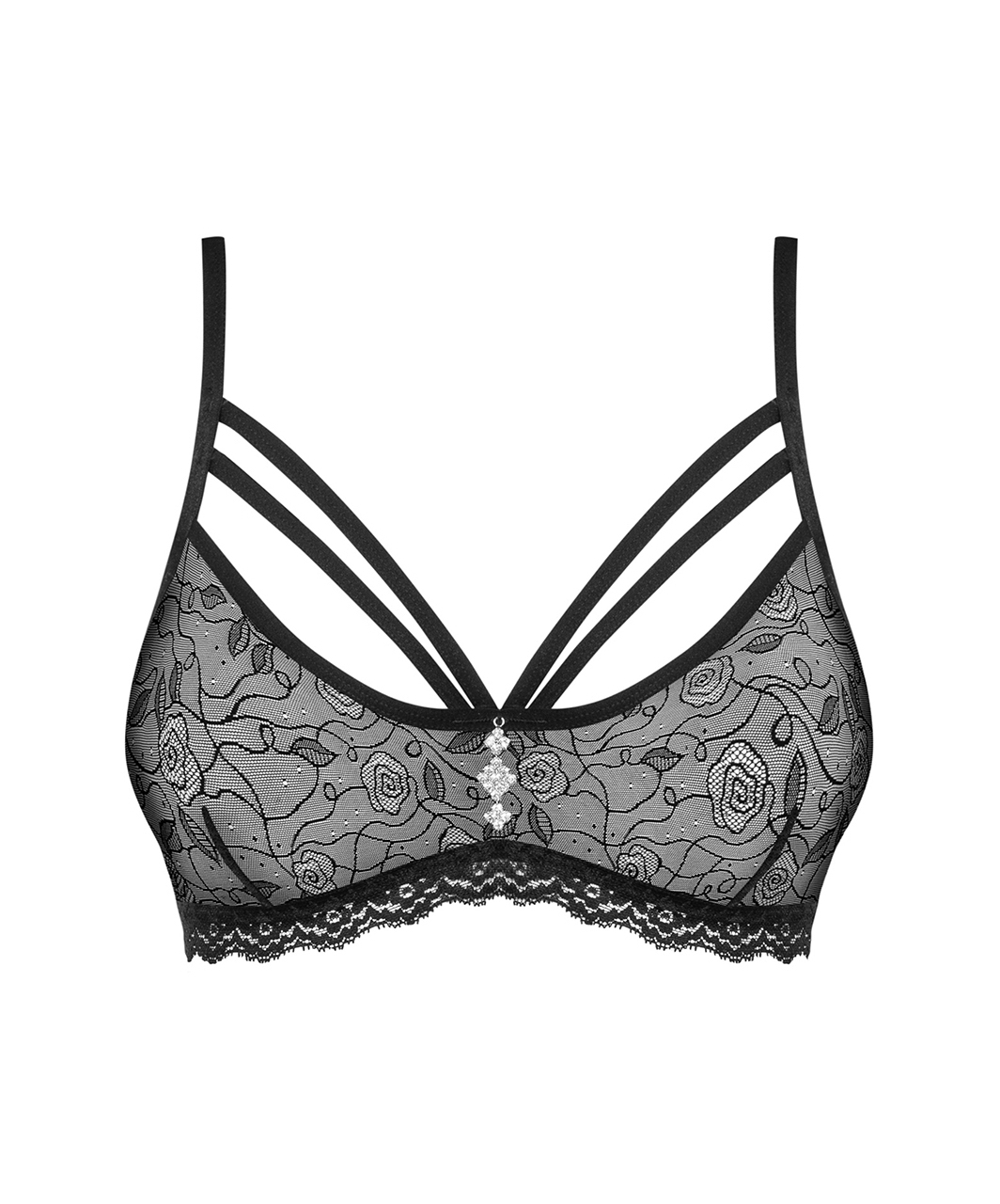 Obsessive black embroidered sheer bra