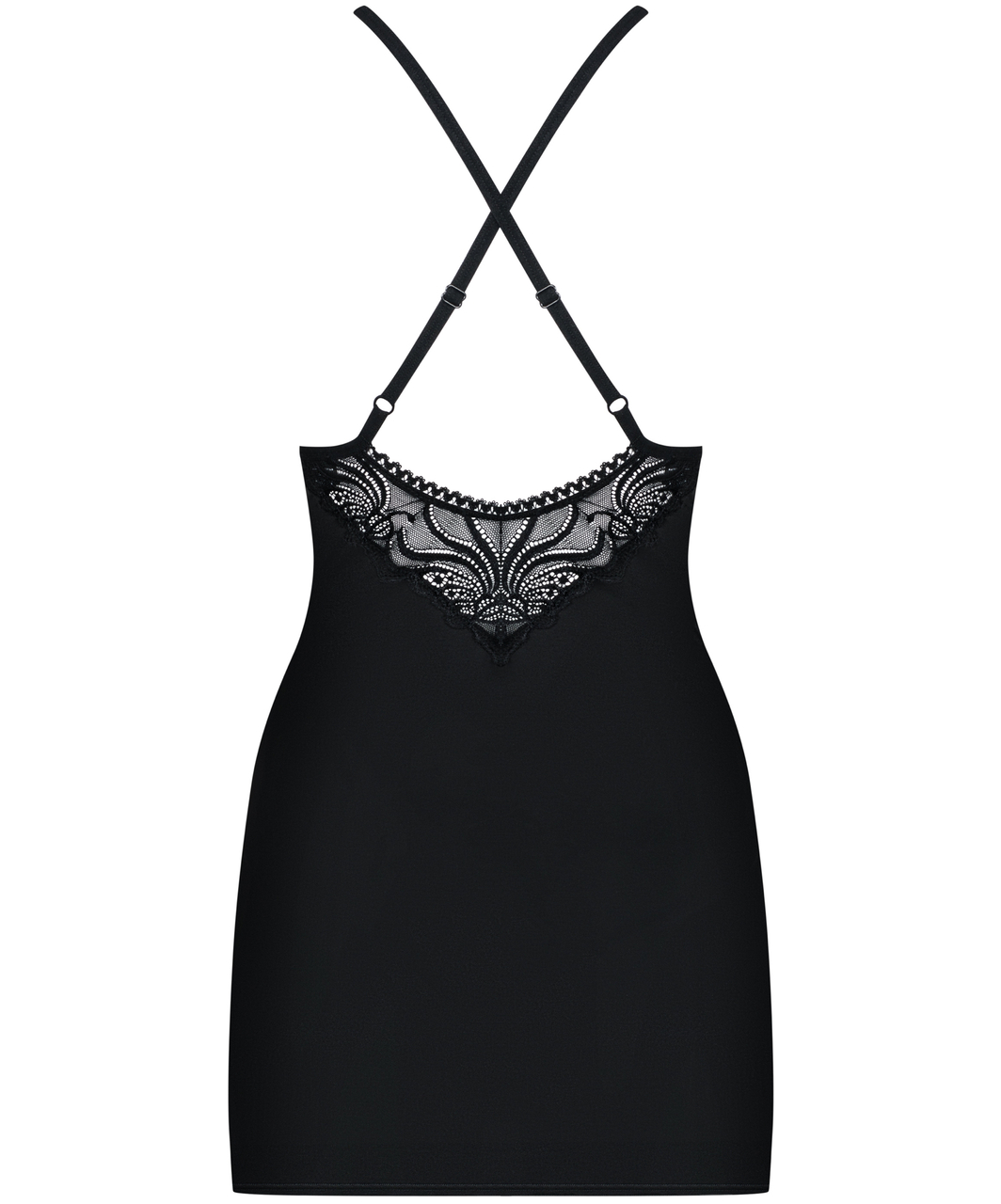 Obsessive black chemise with straps and lace