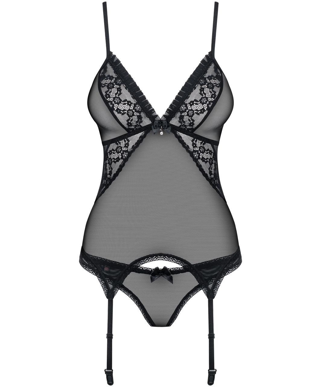 Obsessive black powernet basque with thong