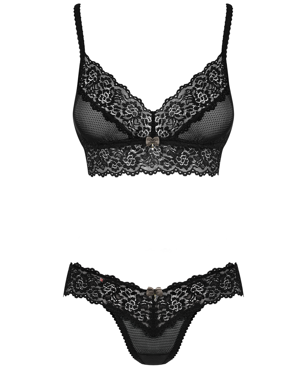 Obsessive black lace two-piece lingerie set
