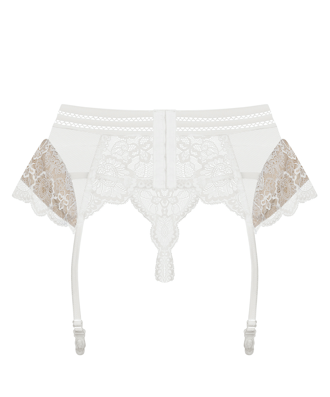 Obsessive white lace garter belt and string