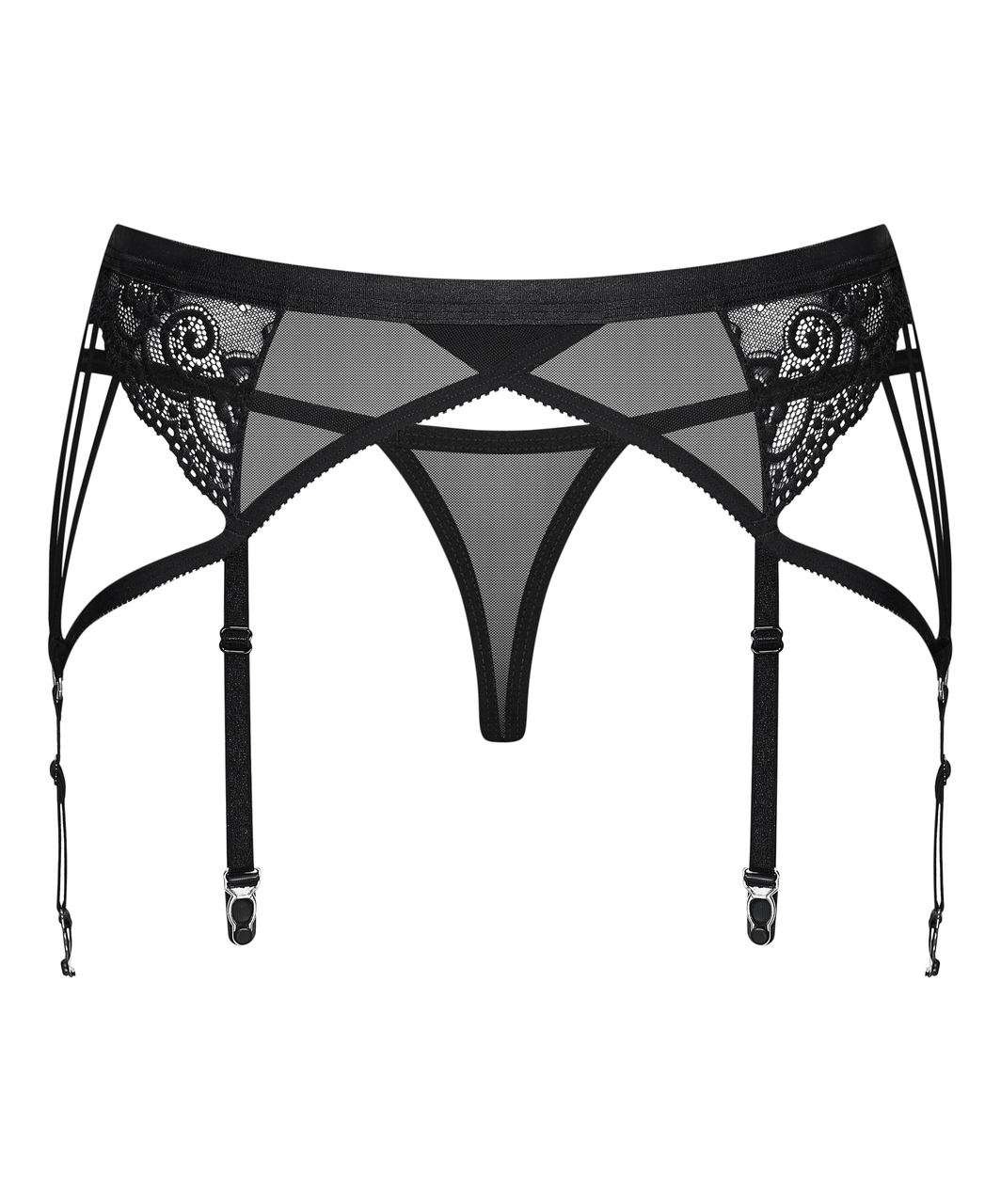 Obsessive black garter belt with string