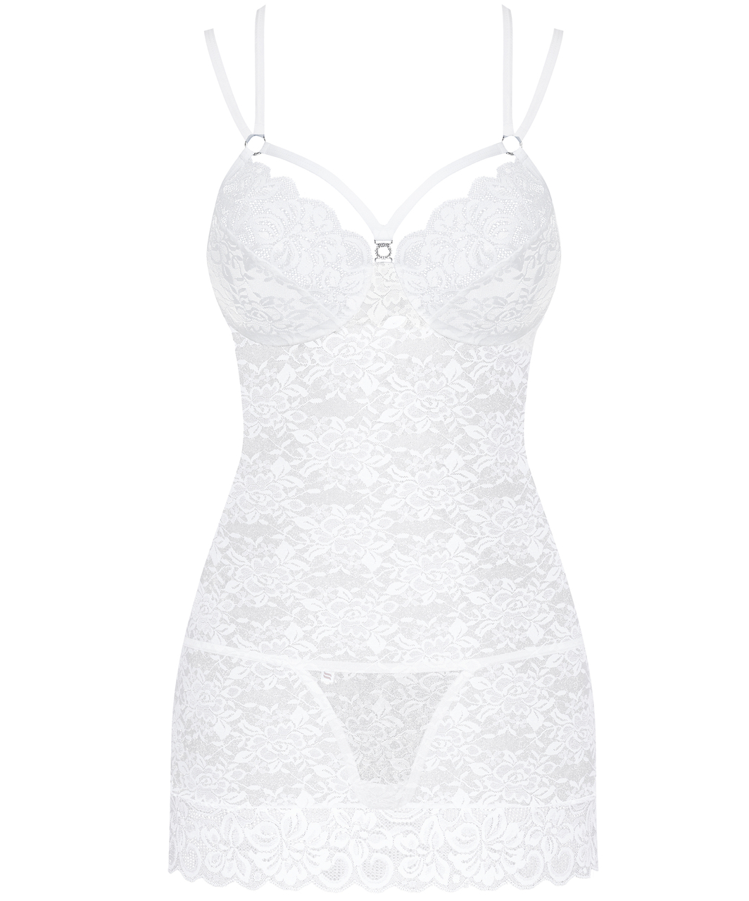 Obsessive white lace open back chemise