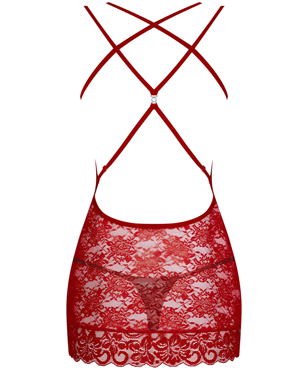 Obsessive red lace open back chemise