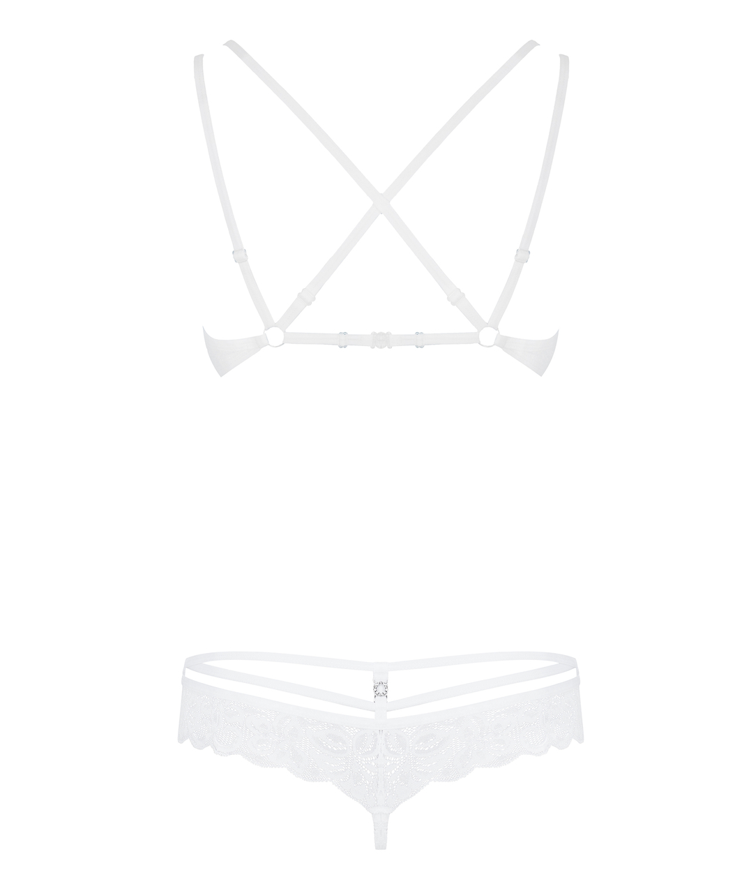 Obsessive white lace two-piece lingerie set