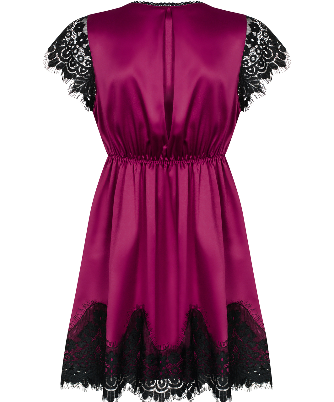 Obsessive burgundy peignoir with black lace and string