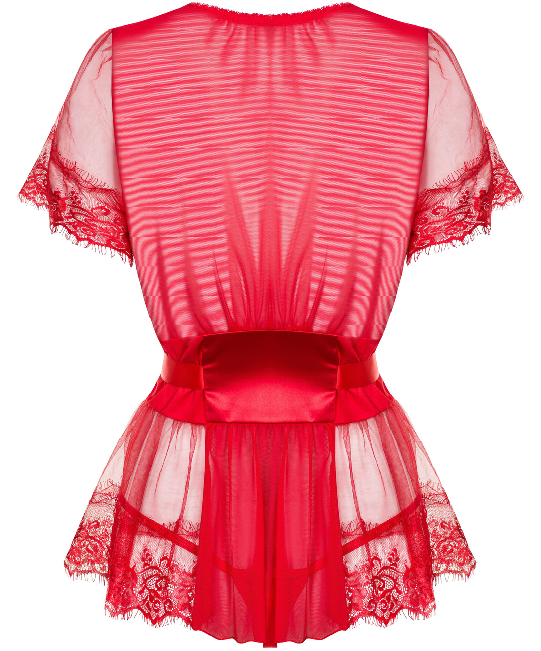 Obsessive red sheer peignoir with string