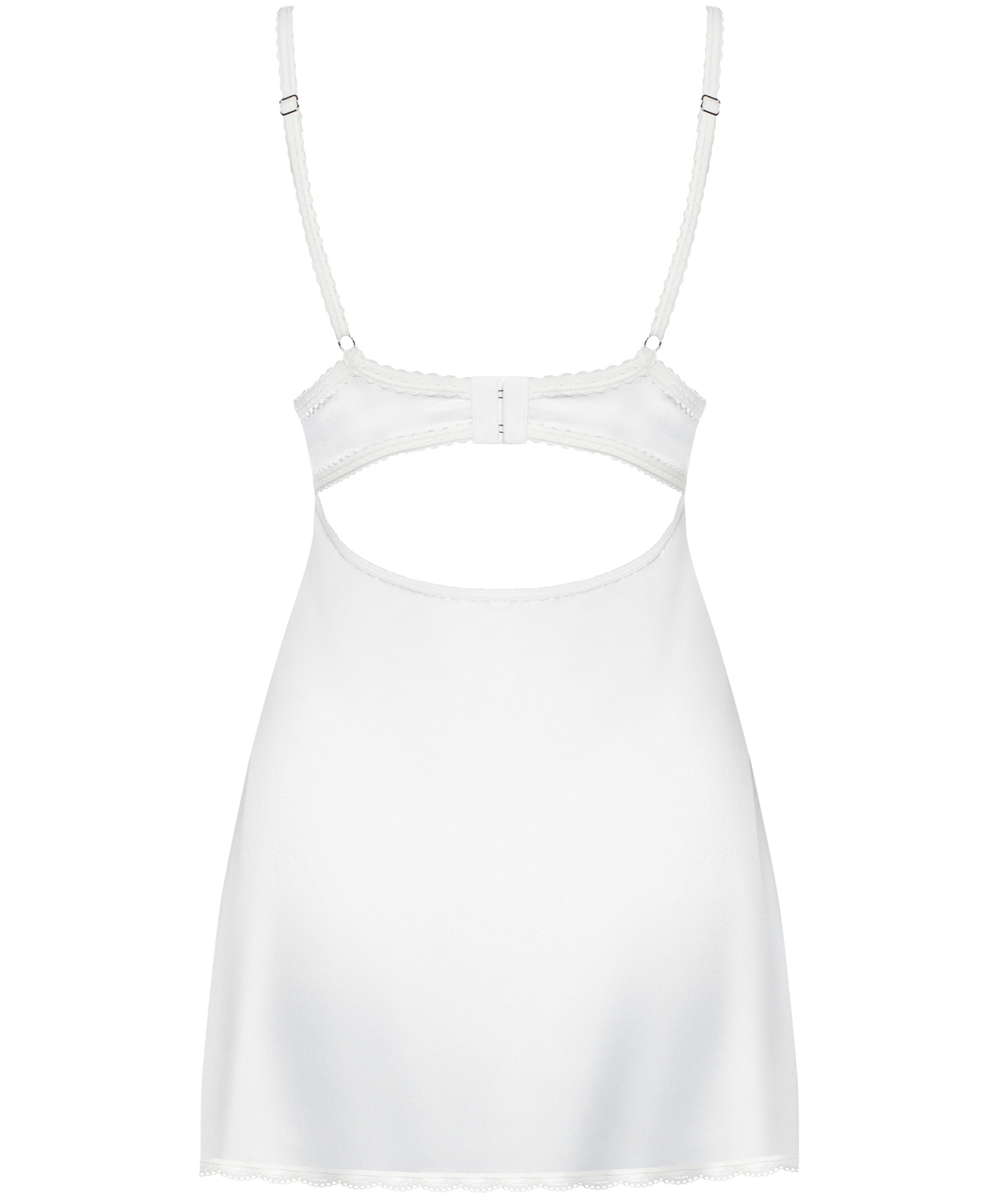 Obsessive white satin chemise with padded cups