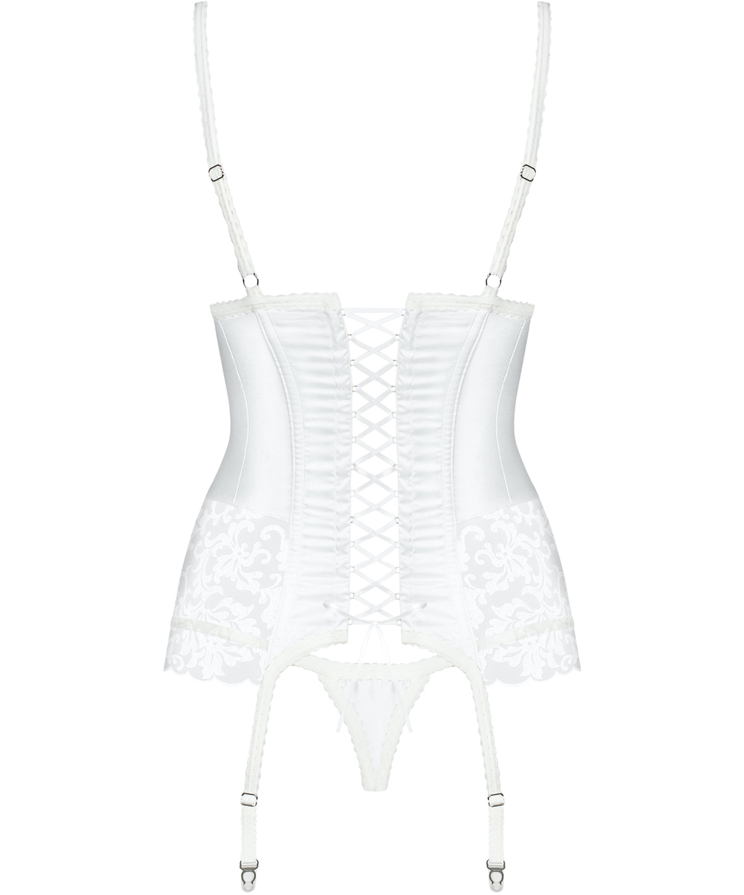 Obsessive white embroidered basque with string