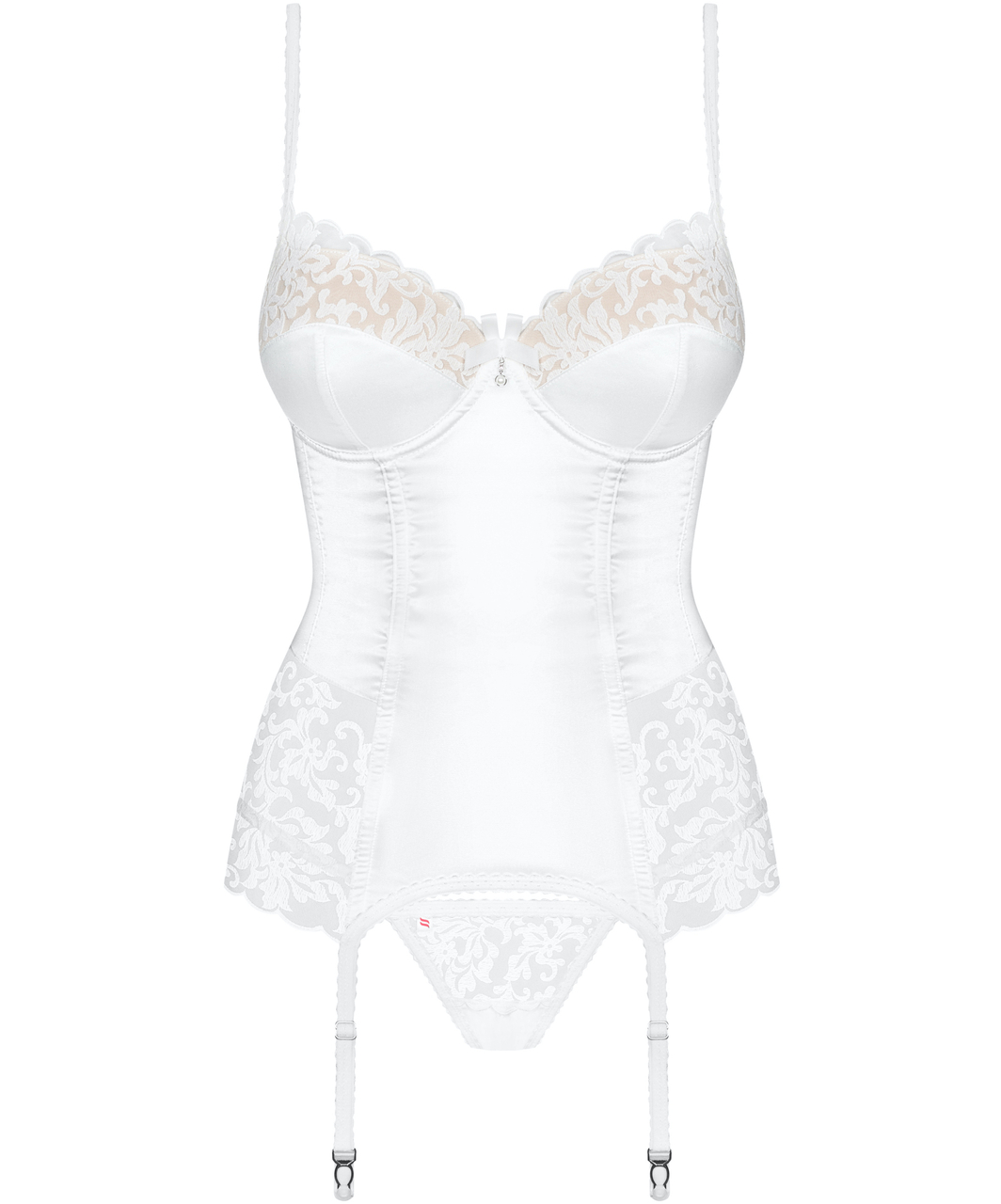 Obsessive white embroidered basque with string