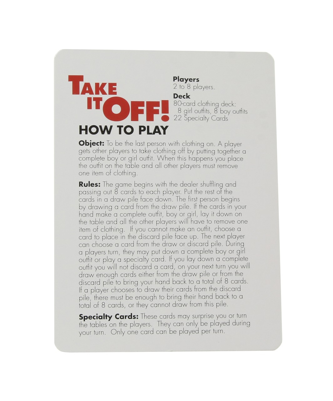 Little Genie Take It Off! Rummy-Style Stripping Card Game