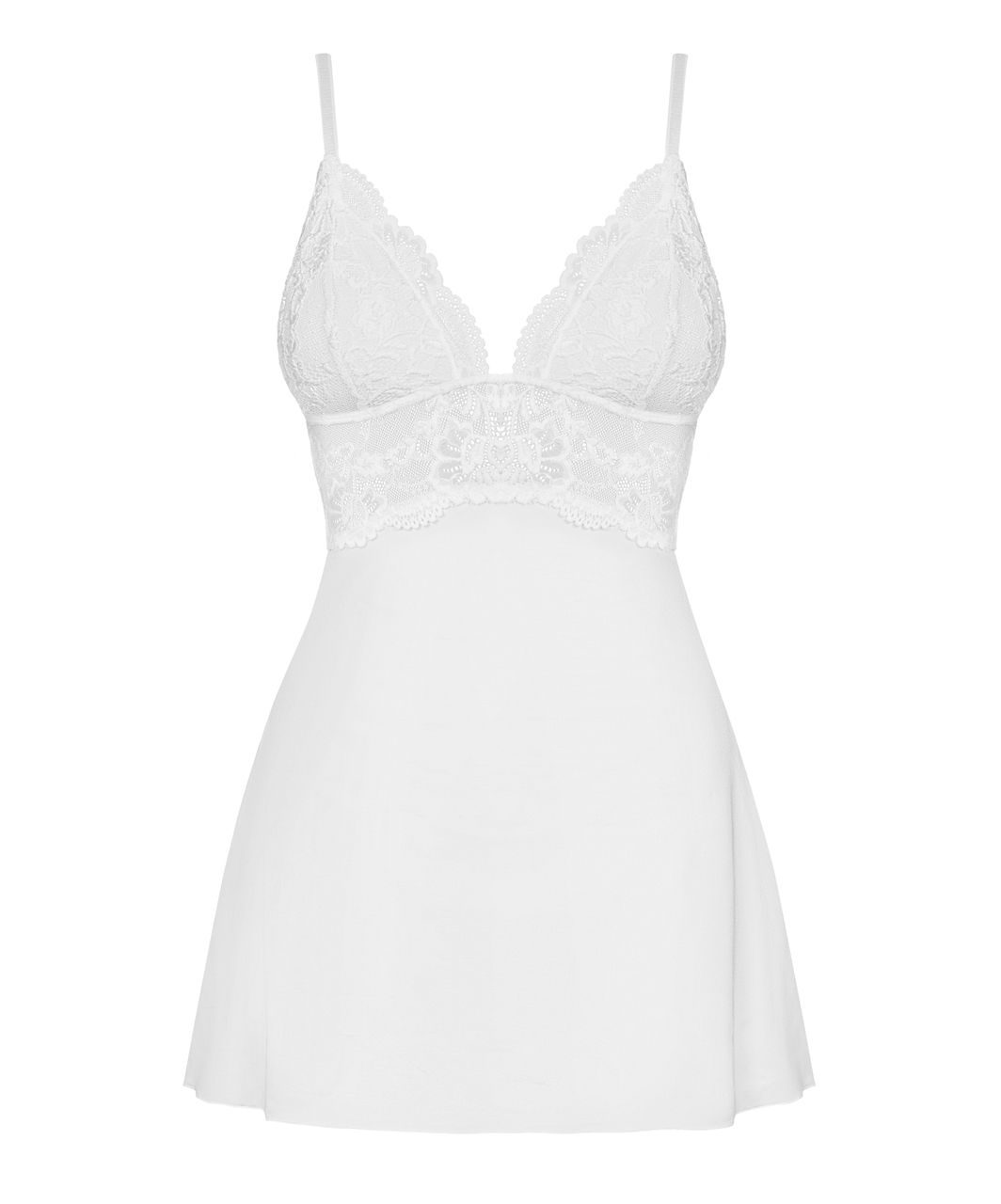 Obsessive valge babydoll-kleit polsterdatud korvidega