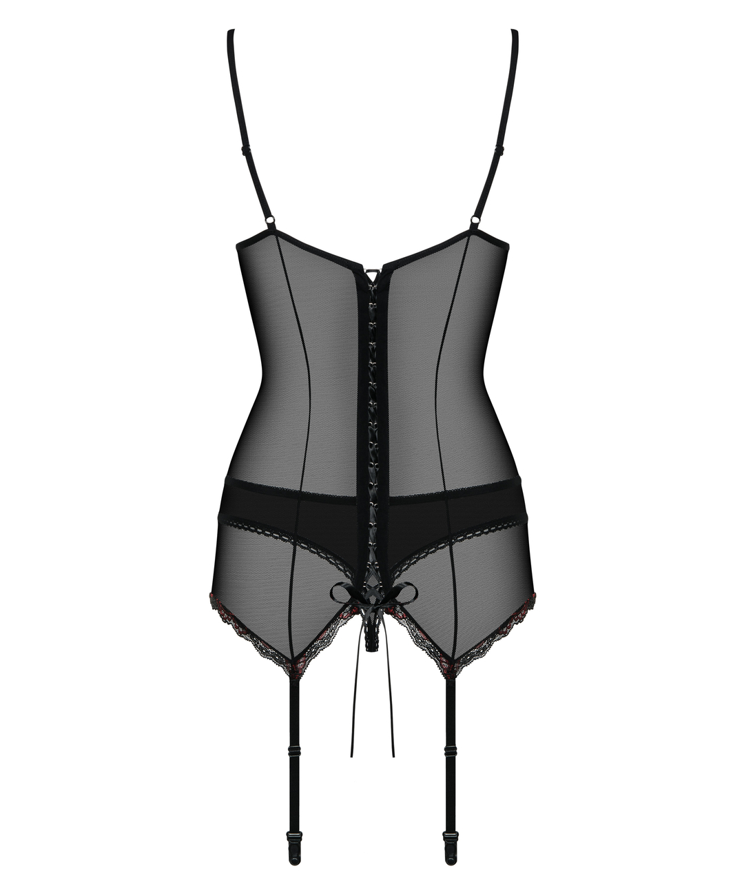 Obsessive black powernet basque with thong