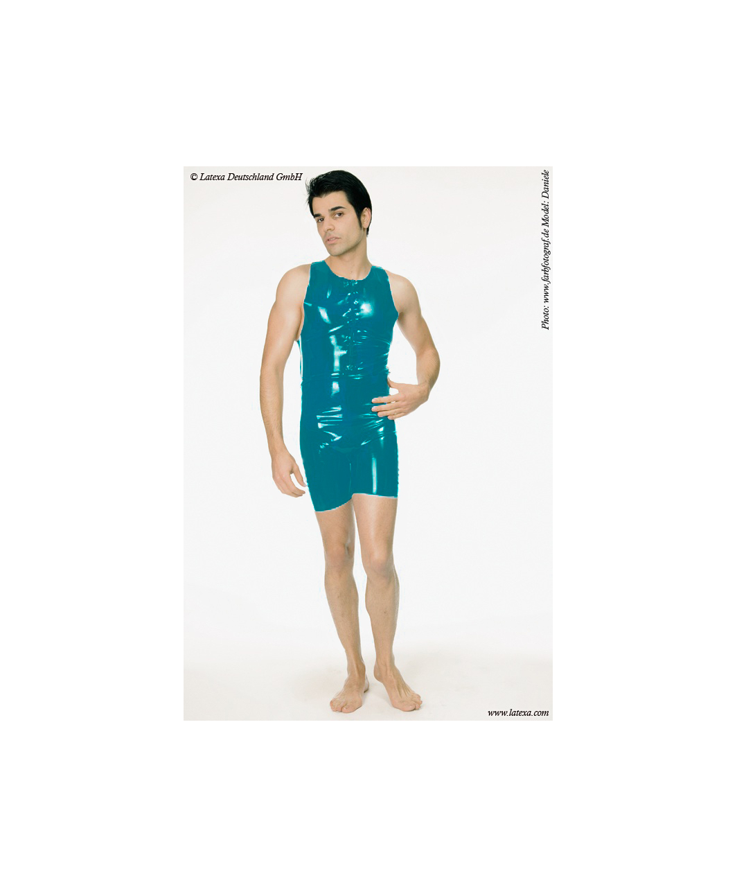 Latexa turquoise latex jumpsuit