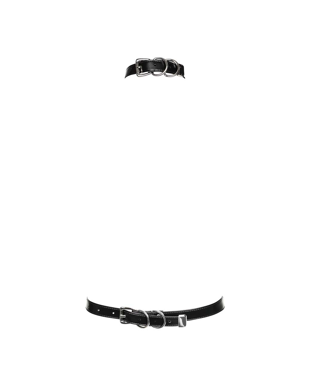 Obsessive black faux leather choker harness