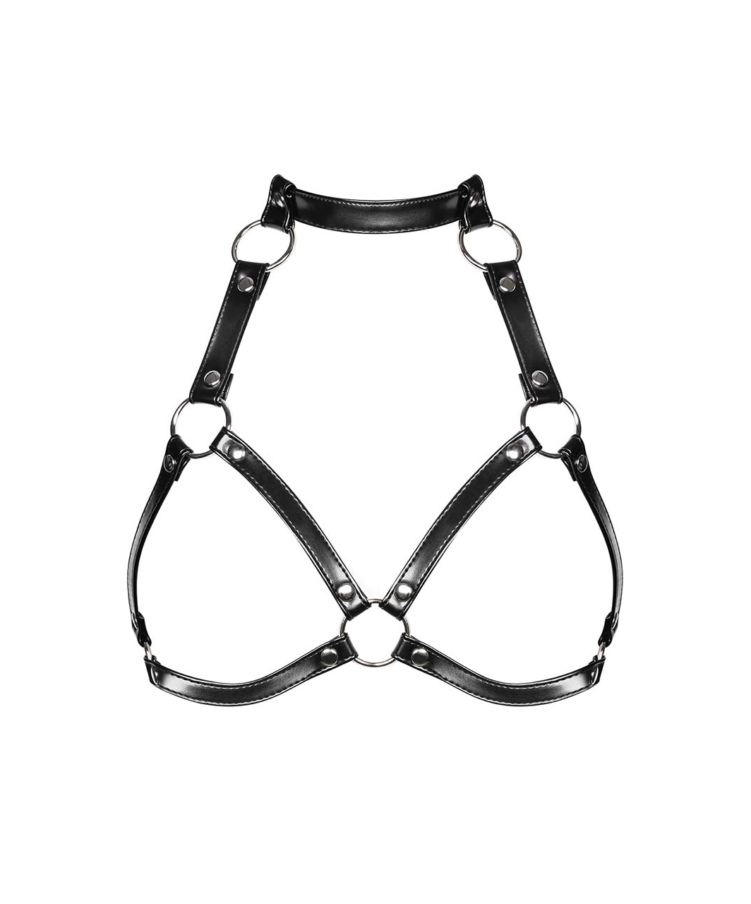 Obsessive black faux leather harness