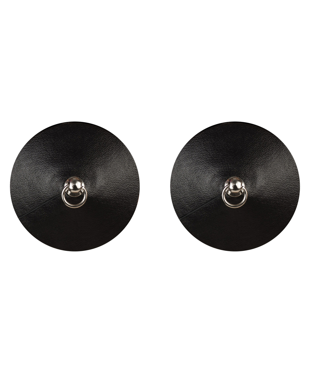 Obsessive black leatherette piercing pasties