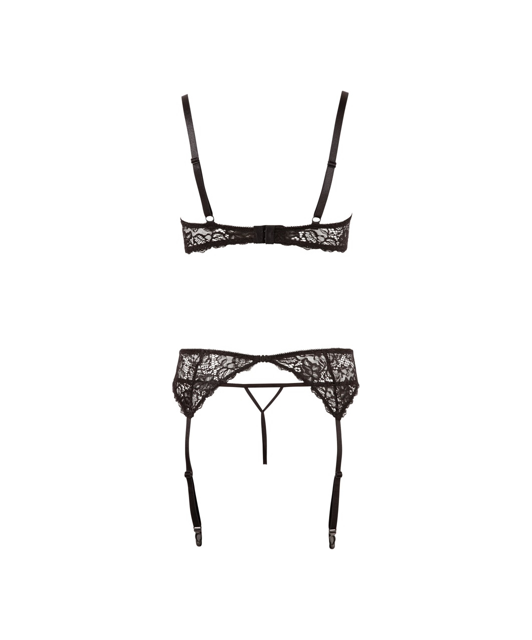 Abierta Fina black lace open lingerie set