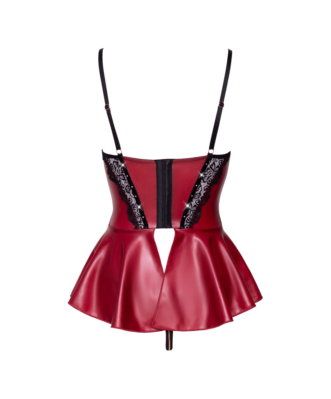 Abierta Fina red matte look peplum babydoll with lace