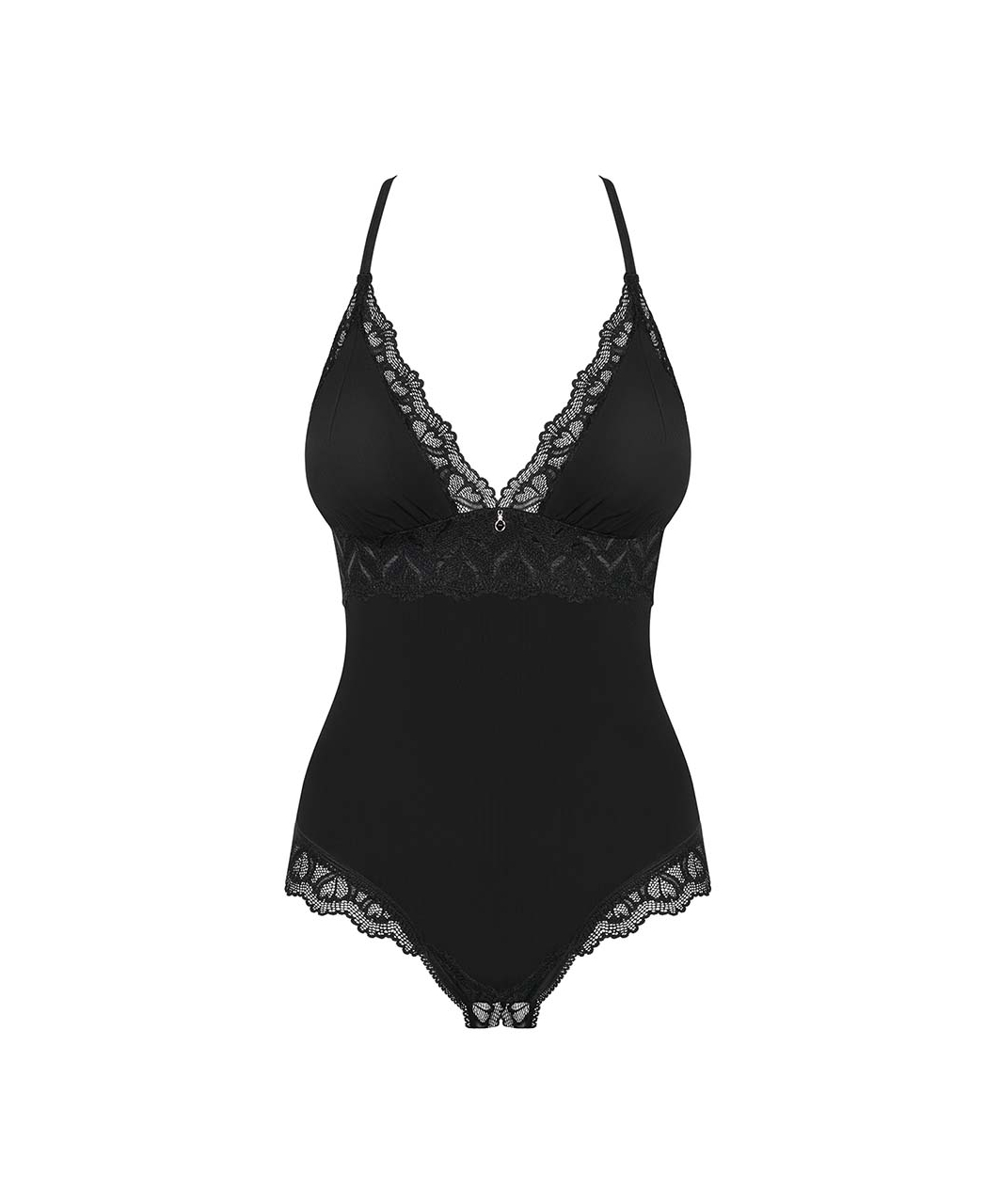 Obsessive black crotchless bodysuit