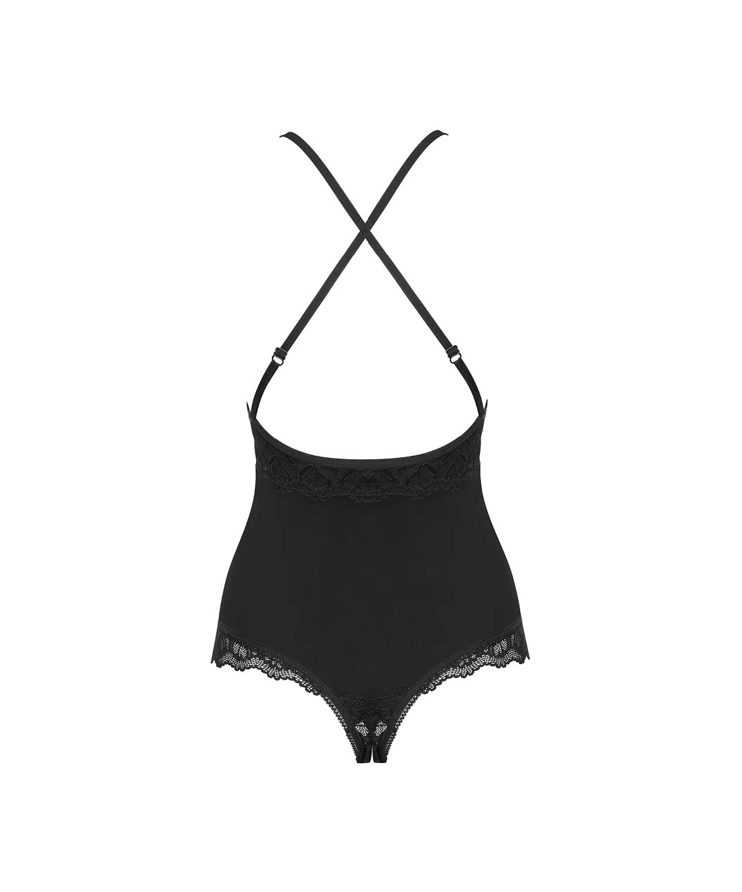 Obsessive black crotchless bodysuit