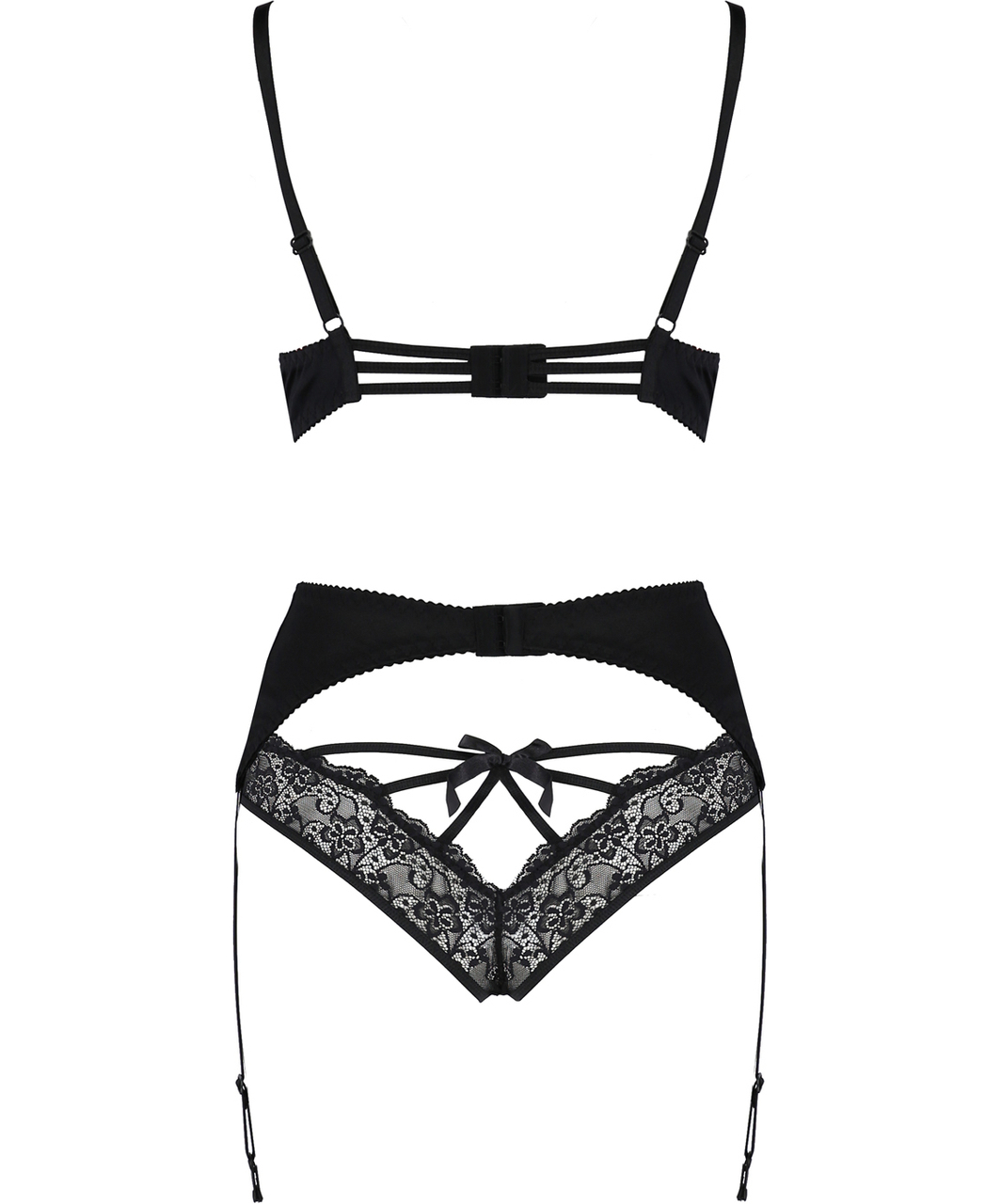 Avanua Aya black lace suspender lingerie set