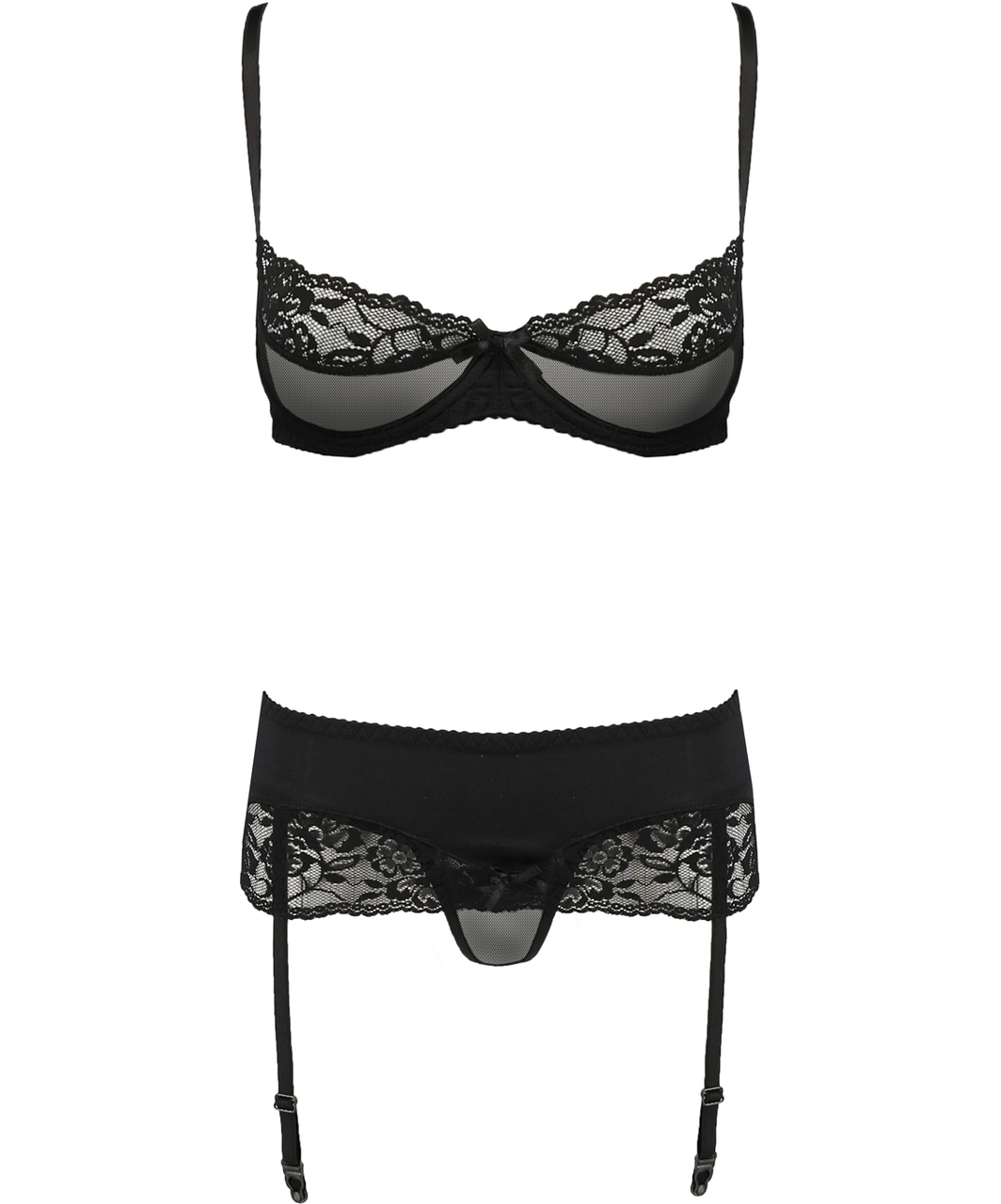 Avanua Melek black suspender lingerie set