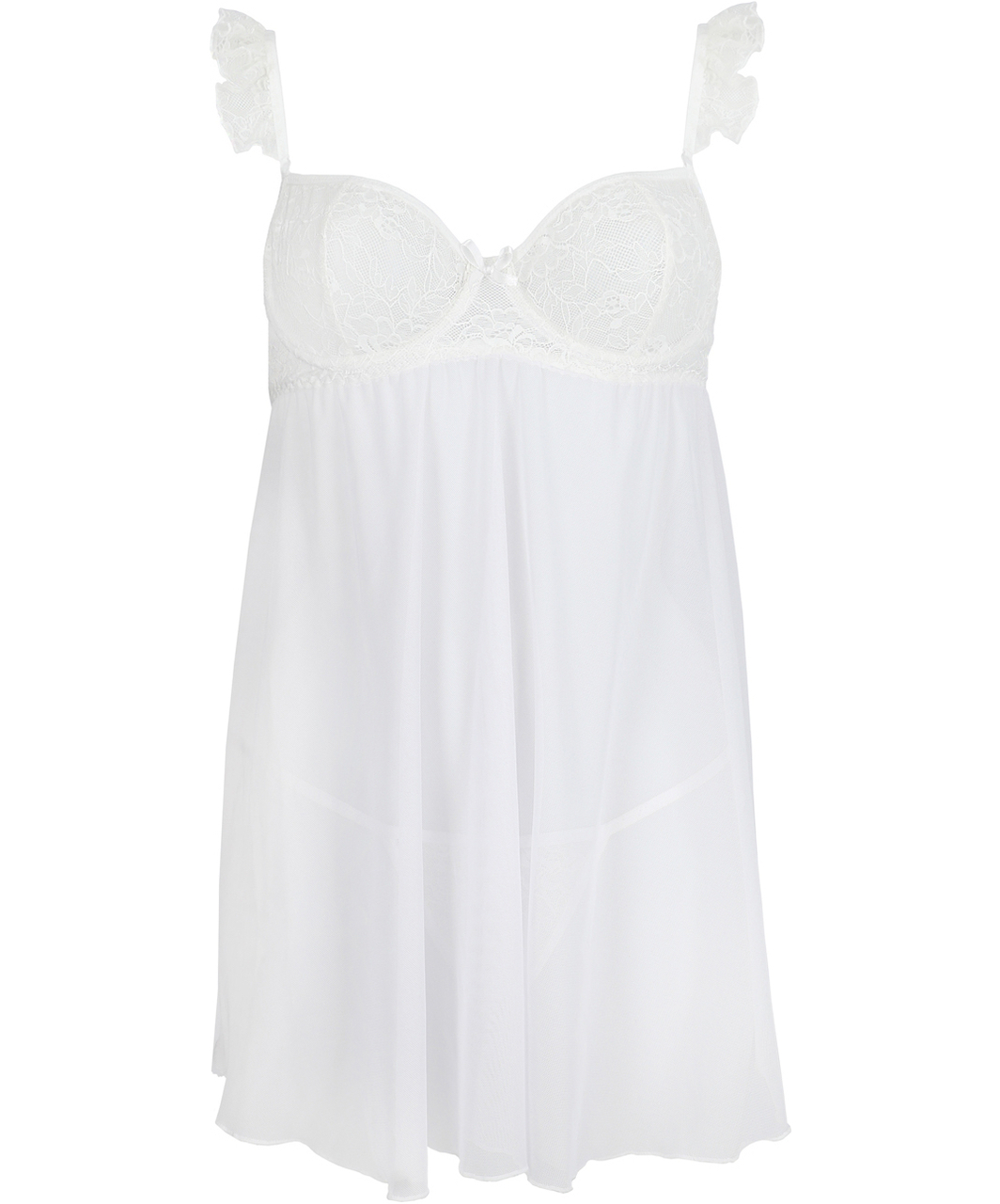 Avanua Milagros valgest läbipaistvast tüllist babydoll-kleit