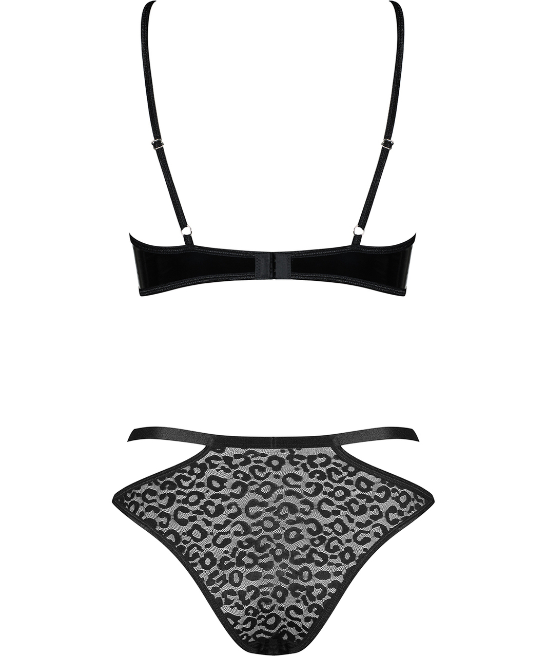 Obsessive Bagirela black vinyl & mesh lingerie set