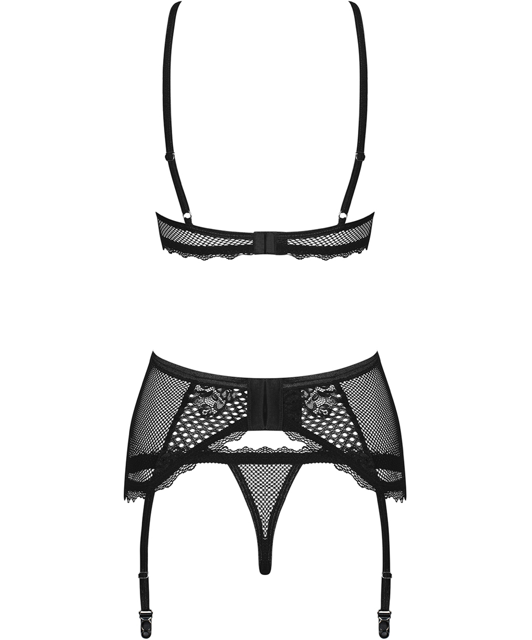 Obsessive Basitta black net suspender set