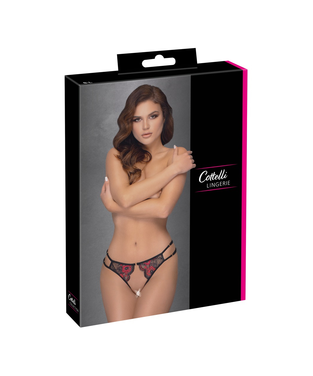 Cottelli Lingerie черные кружевные стринги с красной вышивкой и вырезами