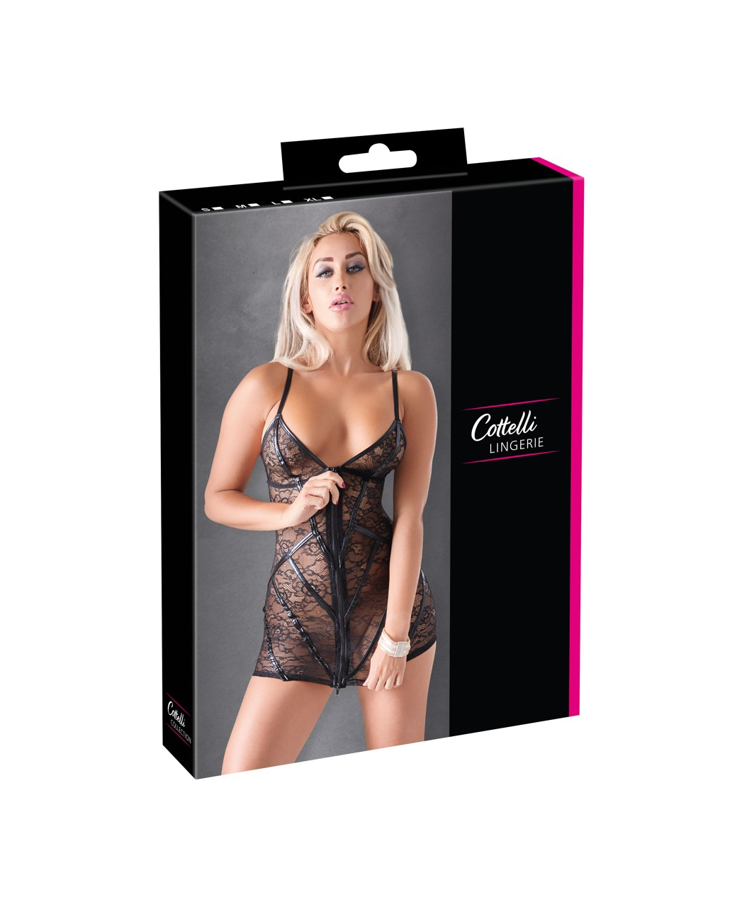 Cottelli Lingerie juoda nėriniuota mini suknelė