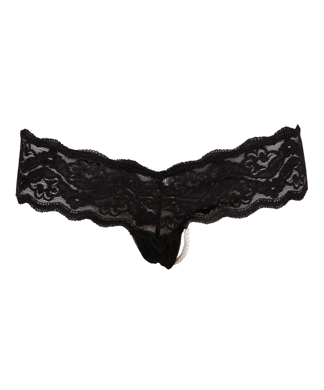 Cottelli Lingerie black lace string with pearls