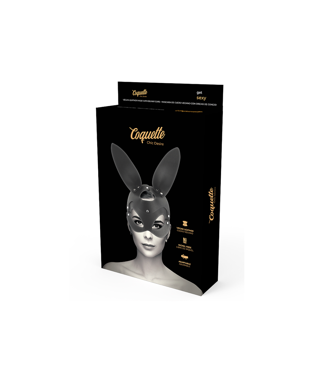 Coquette black leatherette bunny mask