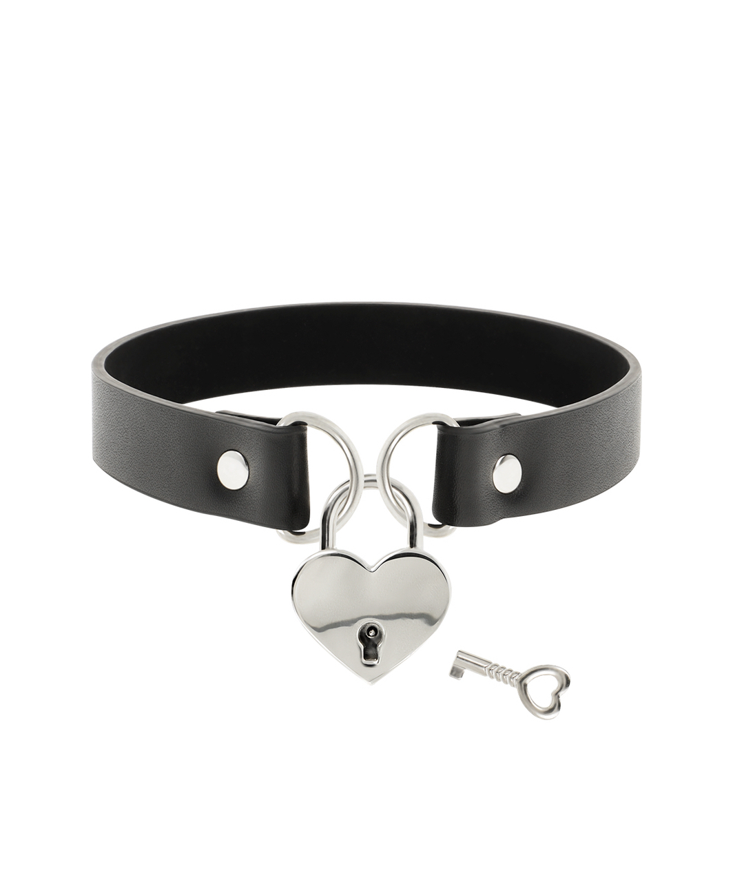 Coquette black leatherette heart padlock choker