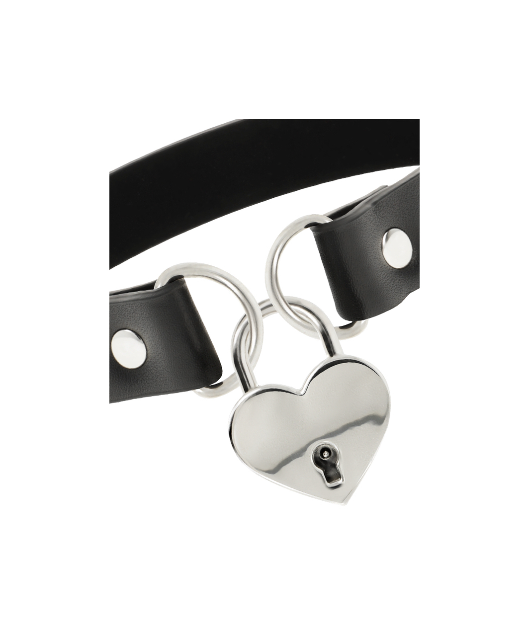 Coquette black leatherette heart padlock choker