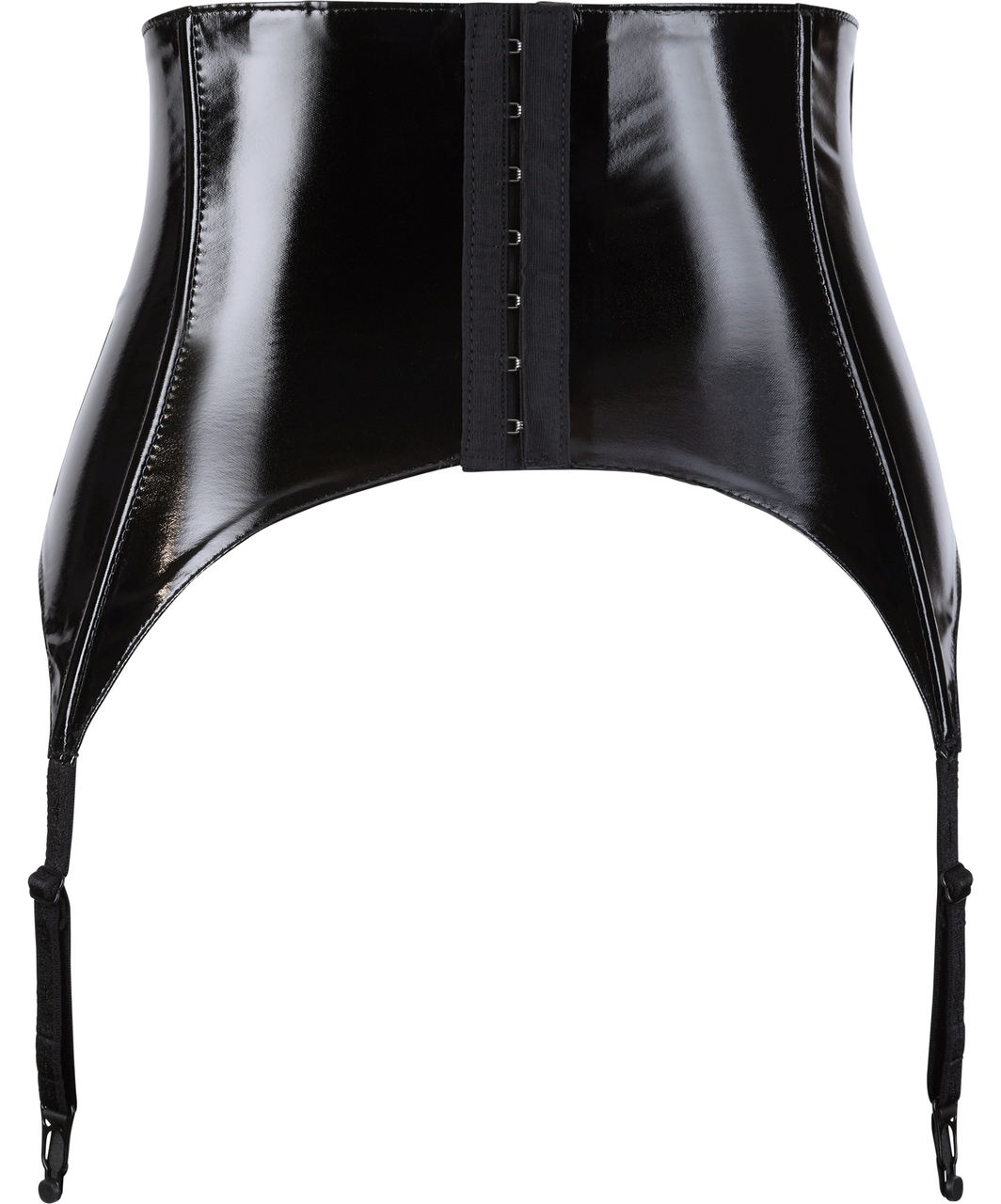 Black Level czarny lakierowany pas do pończoch