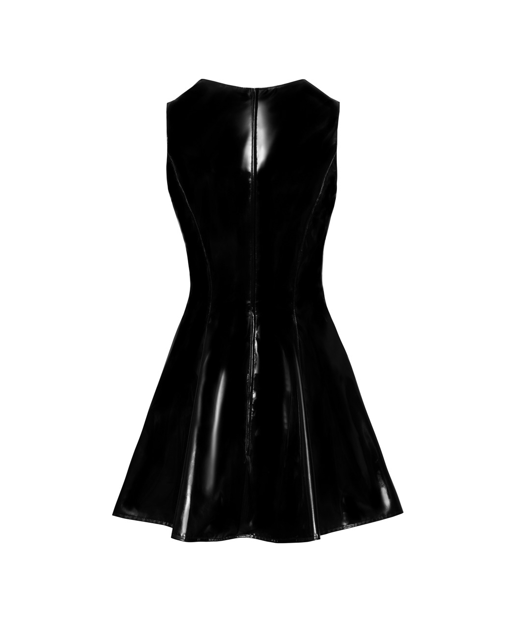 Black Level black vinyl mini dress with lace