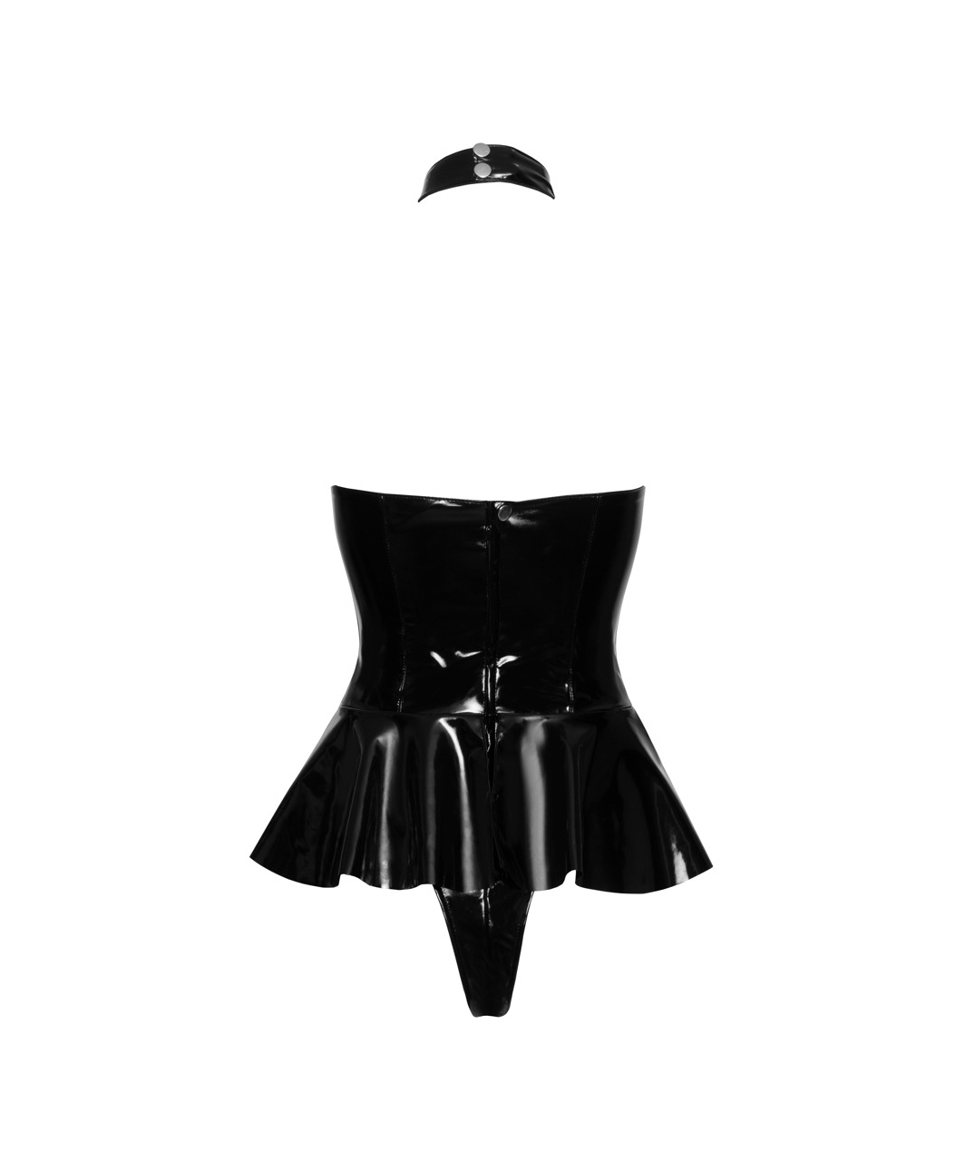 Black Level black vinyl peplum bodysuit