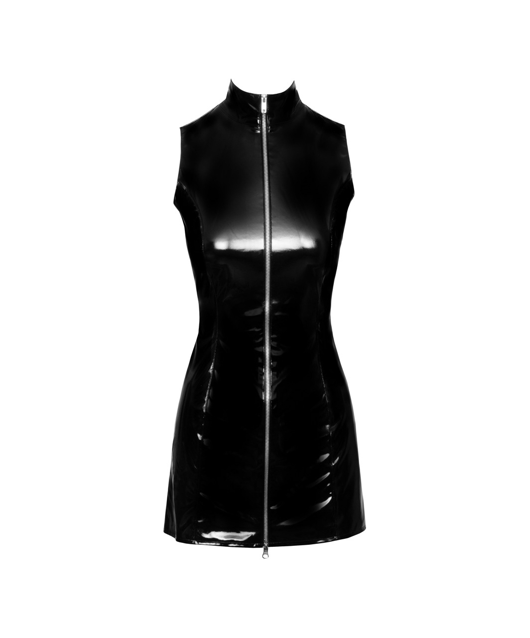 Black Level черное лаковое платье-рубашка с молнией