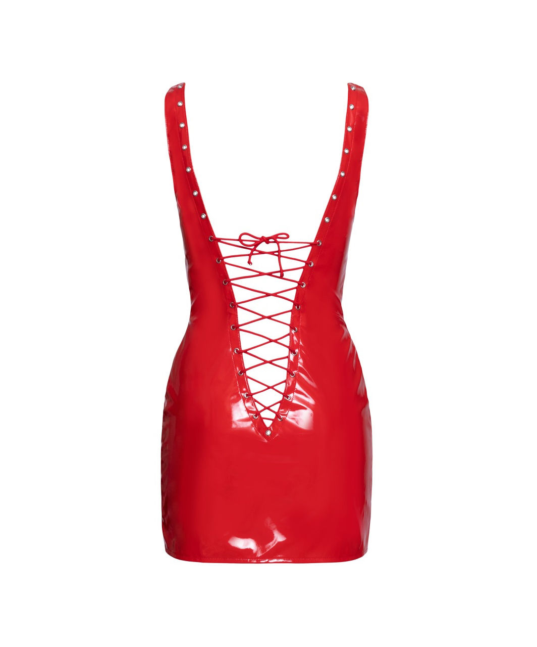 Black Level red vinyl mini dress with lacing