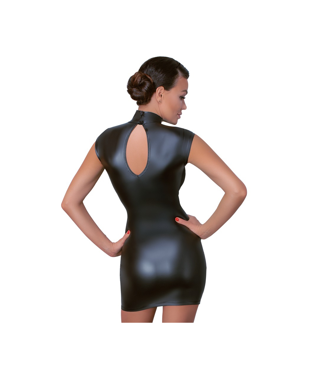 Cottelli Lingerie черное матовое платье мини с прозрачными вставками